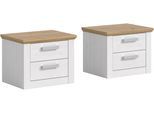 Nachtschrank HOME AFFAIRE "COSENZA, 2er Set, Breite je 54cm, in Landhausoptik", weiß (sibiu lärche nachbildung, artisan eiche nachbildung), B:56cm H:43cm T:39cm, FSC-zertifizierter Holzwerkstoff, Schränke, Nachtschrank, Nachtkommode, Nachtische, Kommode, Nako, Beistelltisch