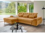 Wohnlandschaft OTTO HOME "Delphino Multifunktionen, Bettfunktion, Breite 273cm, L-Form", orange (gold), Sofas, B/H/T: 273cm x 189cm, Microfaser, Armlehne links Recamiere rechts, gold, 100% Polyester, Wohnlandschaft, inkl. Bettkasten, Schlaffunktion, Kopfteil- und Sitztiefenverstellung, B:273cm T:189cm