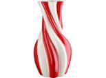 Tischvase GILDE "Vase, Kegel, "Candy", gestreift, Keramik, creme, rot", rot (creme, rot), B:19,5cm H:39,5cm T:19,5cm Ø:19,5cm, Keramik, Vasen, Tischvase, Vase Candy Dekovase modern Trend Hingucker Geschenkidee