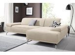 Ecksofa OTTO HOME "Caluna, L-Form, B:280cm, Federkern, in Stoff und Leder", beige (creme), B:269cm H:97cm T:174cm, Flachgewebe Mura: (100% Polyester);Luxus-Microfaser Vintageoptik (100% Polyester);Luxus-Mikrofaser (90% Polyester, 10% Polyamid), Sofas, Ecksofa, Inkl.Sitztiefenverstellung, wahlweise mit Kopf- und Armteilverstellung