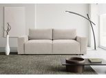 Schlafsofa WERK2 "Lima 245 cm modern und bequem", beige, B:245cm H:74cm T:102cm, 100% Polyester, Sofas, Schlafsofa, Struktur, Schlaffunktion, Bettkasten