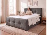 Boxbett OTTO HOME "FIETTE, Polsterbett mit Bettkasten, inkl. Taschenfederkernmatratze H3", grau (anthrazit), B:188cm L:232cm, Holz teilmassiv, Holzwerkstoff, Spanplatte, Komplettbetten, Boxbett, inkl. Kaltschaumtopper, Strukturstoff-Bezug, Liegefläche 180x200 cm