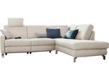 Ecksofa 3C CANDY "Mainau modern und elegant, mit gutem Sitzkomfort, Breite 257cm, L-Form", weiß, B:257cm H:89cm T:220cm, Struktur ( 100% Polyester);Luxus-Microfaser weich: 98% Polyester, 2% Nylon, ;Struktur weich (mit Wasser zu reinigen): 16% Baumwolle, 79% Polyester, 5% Polyacryl, Sofas, Ecksofa, wahlweise mit elektrischer Relaxfunktion, Federkern