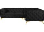 Chesterfield-Sofa HOME AFFAIRE "Ecksofa GLYNIS L-Form mit Wellenunterfederung, Maße B/T/H 323/264/75cm", grau (charcoal), B:323cm H:75cm T:264cm, Struktur (100% Polyester);Samtoptik (100% Polyester), Sofas, Chesterfield-Sofa, aufwändige Knopfheftung, moderne Chesterfield Optik, Fußfarbe wählbar