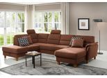 Wohnlandschaft HOME AFFAIRE "Palmera U-Form, B: 308 cm, große Stoff + Leder Auswahl", braun, B:308cm H:89cm T:212cm, 100% Polyester;Struktur (100% Polyester);Luxus-Microfaser in Lederoptik (100% Polyester), Sofas, Wohnlandschaft, mit Schlaffunktion, optional Bettkasten, Federkern, XXL-Wohnlandschaft