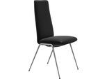 Polsterstuhl STRESSLESS "Laurel", schwarz (schwarz batick, chrom matt), B:57cm H:105cm T:60cm, Leder BATICK: BATICK ist ein leicht korrigiertes, durchgefärbtes und genarbtes Möbelleder, bei dem die meisten Unebenheiten und Spuren in der Regel entfernt wurden., Stühle, Polsterstuhl, High Back, Größe M, mit Beinen aus Stahl in Chrom matt