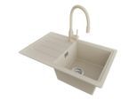 Primagran Granitspüle, Beige, Chrom, Beige, Kunststoff, Rechteckig, 70x20x44 cm, Küchen, Küchenausstattung, Küchenspülen