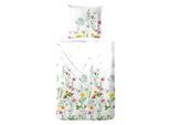 Bettwäsche PRIMERA "Renforce-Bettwäsche Oh my Garden", grün, B/L: 155cm x 220cm, 1 Stk., 1 Stk., Renforcé, B/L: 80cm x 80cm, 2 Stk., Renforcé, Obermaterial: 100% Baumwolle, Bettwäsche, Bettwäsche, mit zarten Blüten