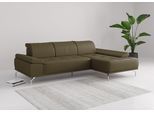 Ecksofa OTTO HOME "Caluna, L-Form, B:280cm, Federkern, in Stoff und Leder", grün (olive), B:280cm H:81cm T:174cm, Sofas, Ecksofa, Inkl.Sitztiefenverstellung, wahlweise mit Kopf- und Armteilverstellung