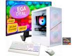 GAMEMAX Gaming-PC-Komplettsystem "MegaDeal AERIS MW 2874 AMD Ryzen 7 5700X 32GB 1TB SSD RTX 5060", Energieeffizienz: E, weiß, Microsoft Windows 11 Home (64 Bit), 32 GB RAM 1.000 GB SSD, Computer_Komplettsysteme, Windows 11 + MSI MAG 32C6X Curved Monitor 80cm (32"), Gaming-PC-Komplettsystem