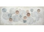 Ölgemälde BÖNNINGHOFF "handarbeit KREISE ABSTRAKT XXL 60x140 cm – Wandbild Kunst", weiß (farbe bild(er): weiß, grau, beige), B:140cm H:60cm T:2cm, Acrylfarbe, Canvas, Holz, Bilder, Ölgemälde, handgefertigt, jedes Bild ein Unikat