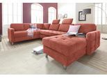 Wohnlandschaft SIT & MORE "Pablo U-Form, B: 292cm, inkl. 2 Kopfstützen", orange (terra), B:292cm H:80cm T:87cm, Struktur (100% Polyester);Kunstleder SOFTLUX;Luxus-Microfaser ALTARA NUBUCK (100% Polyester), Sofas, Wohnlandschaft, wahlweise mit Schlaffunktion und Bettkasten