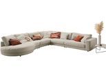 Ecksofa 3C CANDY "Enisa II, bequem und komfortabel, Mega Familiensofa, L-Form", grau (taupe), B:395cm H:86cm T:225cm, 100% Polyester, Sofas, Ecksofa, incl. 3 Flatterkissen, wahlweise mit Flecken-Schutz-Bezug Easy care