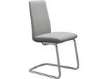 Polsterstuhl STRESSLESS "Laurel", grau (grau dinamica, chrom glänzend), B:53cm H:92cm T:59cm, Microfaser DINAMICA (88% Polyester, 12% Polyurethan), Stühle, Polsterstuhl, Low Back, Größe M, mit Beinen aus Stahl in Chrom glänzend