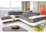Ecksofa COTTA "Solution L-Form, Design Sofa, bequeme Wellenunterfederung, Design Fuß", weiß (altweiß, grau), B:262cm H:73cm T:228cm, Sofas, Ecksofa, mit Arm- & Kopfteilverstellung, wahlweise mit Schlaffunktion