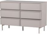 Sideboard WOOOD "Tours mit Melamin-MDF und breiter Ausführung B 120 x T 42 x H 80 cm", grau (sand), B:120cm H:80cm T:42cm, Melamin, Sideboards, Sideboard, Tragkraft Deckplatte 50 kg, schmutzabweisende Oberfläche