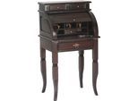 Schreibtisch SIT "Murten aus massiver Akazie mit Rollladen und 4 Schubladen", braun (dunkelbraun), B:55cm H:100cm T:41cm, Tische, Schreibtisch, Massiver Schreibsekretär mit 5 offenen Fächern