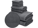 Handtuch Set OTTO HOME "Sanremo Premium, Premium Handtücher, 600 gr/m², dicke Qualität", grau (anthrazit), 8 Stk., Frottier, Frottier, Obermaterial: 100% Baumwolle, Handtuch-Sets, Handtuch Set, Duschtücher, Handtücher, Seiftücher, 100% Baumwolle, 5 Jahre Garantie, Topseller
