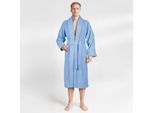 Herrenbademantel HAMMETEX "hergestellt aus 100% Baumwolle – 380 g/m² Frottee, mit Taschen" Gr. L, blau (hellblau), L, Baumwolle, Hausmäntel, Herrenbademantel, saugfähig & Weich