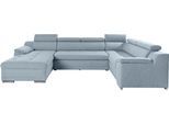Wohnlandschaft "Andiamo U-Form, B: 336 cm, Kopfteilverstellung, XXL-Sofa", grau, B:336cm H:93cm T:193cm, Kunstleder SOFTLUX;Luxus-Microfaser ALTARA NUBUCK (100% Polyester);Struktur ( 100% Polyester), Sofas, Wohnlandschaft, mit Schlaffunktion, frei stellbar, Couch für Wohnkomfort