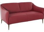 2-Sitzer W.SCHILLIG "sally Design-Sofa, Loungsofa, bequem, schmale Armlehnen, Breite 154cm", rot (ruby rot z59), B:154cm H:78cm T:84cm, Longlife Xtra-Leder Z59: Glattleder mit modischer Prägung. Hautstärke 0, 9 - 1, 1 mm., Sofas, 2-Sitzer, mit Metallfüßen in Bronze pulverbeschichtet, Breite 154 cm