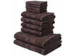 Handtuch Set OTTO HOME "Vanessa, 10-tlg Handtuch-Set, weich, in Standard- und Premium-Qualität", braun, 10 tlg., Standard (420g/m²), Walkfrottee, Walkfrottee, Obermaterial: 100% Baumwolle, Handtuch-Sets, Handtuch Set, 100% Baumwolle, Duschtücher, Handtücher, Gästetücher, mit Bordüre