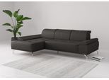 Ecksofa OTTO HOME "Caluna, L-Form, B:280cm, Federkern, in Stoff und Leder", grau (antrazit), B:280cm H:81cm T:174cm, Sofas, Ecksofa, Inkl.Sitztiefenverstellung, wahlweise mit Kopf- und Armteilverstellung
