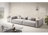 3-Sitzer "PIARA XXL Struktur u. Leinenoptik, Sofa mit Kedernaht", grau (silbergrau), B:316cm H:66cm T:136cm, 100% Polyester, LEGER HOME BY LENA GERCKE, Sofas, 3-Sitzer, schwarze Füße, bequemer Sitzkomfort, extra tiefe Sitzfläche