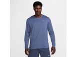 Laufshirt NIKE "M NK DF UV MILER TOP LS", Herren, Gr. L, blau (diffused blau, reflective silv), Obermaterial: 100% Polyester, normal, Shirts Laufshirt, Langarm, für Training und Laufeinheiten, atmungsaktiv