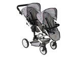 Puppen-Zwillingsbuggy CHIC2000 "Linus Duo", sternchen grau, Puppenwagen, KinderB:80cm H:79cm T:80cm, Kunststoff, Polyester, Stahl, Puppen-Zwillingsbuggy, mit zwei abnehmbaren, bis in Liegeposition verstellbaren Sportsitzen, B:80cm H:79cm T:80cm