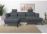 Ecksofa SIT & MORE "Olsen L-Form", grau (dunkelgrau), B:261cm H:88cm T:172cm, 98% Polyester 2%Polyamid, Sofas, Ecksofa, inklusive Sitztiefenverstellung, optional Schlaffunktion, 15cm hoch