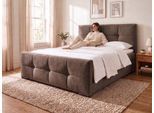 Boxbett OTTO HOME "FIETTE, Polsterbett mit Bettkasten, inkl. Taschenfederkernmatratze H3", braun, B:188cm L:232cm, Holz teilmassiv, Holzwerkstoff, Spanplatte, Komplettbetten, Boxbett, inkl. Kaltschaumtopper, Luxus-Mircofaser-Bezug, Liegefläche 180x200 cm