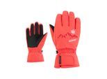 Skihandschuhe ZIENER "LAILLA-Z AQUASHIELD MÄDCHEN", Damen, Gr. 7.5, rot (fiery rot), Kunstfaser, Handschuhe Skihandschuhe, wasserdicht, winddicht, atmungsaktiv, warm, bestickt