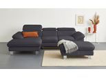 Ecksofa COTTA "Driver L-Form, B: 268 cm, moderne Couch mit Wellenunterfederung, Leder", grau (fango), B:268cm H:73cm T:169cm, LEDER BEEFY (ein abgedecktes Spalt-Rindsleder) im Sitz und Rücken (Korpus in Kunstleder);Luxus-Kunstleder;Kunstleder SOFTLUX;Leder Pampas (echtes Rindsleder), Rückseite mit schwarzem Spannstoff bezogen, Sofas, Ecksofa, Kopfteilverstellung, opt. Schlaffunktion + XL Bettkaste