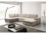 Wohnlandschaft WERK2 "Arena 339 x 220 cm modern und bequem", beige, B:339cm H:97cm T:220cm, 100% Polyester, Sofas, Wohnlandschaft, U-Form, XXL, Schlaffunktion, Bettkasten