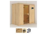Sauna KARIBU "Vada", beige (naturbelassen), Saunaofen, externe Steuerung, 9 kW, Saunen, Sauna, Ofen 9 KW externe Strg easy