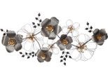 Wanddekoobjekt CASABLANCA BY GILDE "Wandrelief, "Blossom", Metall, schwarz, anthrazitfarben, goldfarben", anthrazitfarben, goldfarben, schwarz, B:134,6cm H:71,1cm T:8,9cm, Metall, Wanddekoobjekte, Wanddekoobjekt, Wandrelief Blossom Blüten Blumen Wanddeko Wohnzimmer