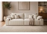 Big-Sofa OTTO HOME "Amici, B: 302 cm, Lounge-Sofa in Boucle und Cord", creme, B:302cm T:122cm, 100% Polyester, Sofas, Big-Sofa, Mega-Sofa mit Lounge-Komfort, Federkern & 6 Zierkissen