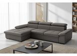 Ecksofa SIT & MORE "Viola L-Form, B: 260 cm, Arm- & Kopfteilverstellung", grau (mocca), B:260cm H:73cm T:174cm, Sofas, Ecksofa, optional Schlaffunktion, Sofa mit Komfortsitz in Leder