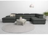 Wohnlandschaft OTTO HOME "Alberto U-Form, B: 350 cm, mit Kopfteilverstellung, XXL-Sofa", grau (anthrazit), B:350cm H:73cm T:228cm, Luxus-Microfaser in Lederoptik (100% Polyester);Microfaser in Antiklederoptik (100% Polyester);Luxus-Microfaser Vintageoptik (100% Polyester);Luxus-Microfaser weich (90%Polyester 10%Polyamid), Sofas, Wohnlandschaft, mit Schlaffunktion, Couch mit Lederoption