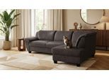 Ecksofa OTTO HOME "Sillkeborg 254 x 186 cm, formschönes Sofa mit dunklen Füßen", grau (braun), B:254cm H:80cm T:186cm, 100% Polyester, Sofas, Ecksofa, mit Schlaffunktion, L-Form, aus Pet Friendly Bezug