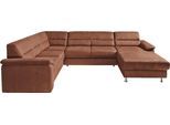 Wohnlandschaft SIT & MORE "Ascara U-Form, B:312cm, klassisches Design, Taschenfederkernpolsterung", braun, B:312cm H:85cm T:204cm, NaturLeder in Sitz und Rücken, Korpus ist mit passendem Kunstleder bezogen.;Luxus-Microfaser (100% Polyester);Softlux-Kunstleder;Primabelle-Microfaser (100% Polyester), Sofas, Wohnlandschaft, inklusive Boxspring/Federkern-Polsterung, wahlweise mit Schlaffunktion