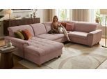 Wohnlandschaft OTTO HOME "Eggery 352 x 214 cm, auch mit Schlaffunktion & Bettkasten, Holzfüße", rose, B:352cm H:81cm T:214cm, 90% Polyester, 10% Nylon, Sofas, Wohnlandschaft, Kopfteile verstellbar, U-Form, aus Pet Friendly Cord