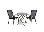 Garten-Essgruppe VCM "3-tlg. Set Gartenmöbel Sitzgruppe Tisch Stuhl", schwarz, B:55cm T:58cm, Obermaterial: 100% Metall MT., Sitzmöbel-Sets, Garten-Essgruppe