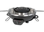 UNOLD Fondue "Asia Hot Pot", schwarz, B:45cm H:25cm T:40cm Ø:45cm, Fondues, Genoppte Antihaft-Grillplatte, inklusive 4 Fondue-Körbchen, Fondue
