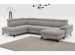 Wohnlandschaft COTTA "Hudson U-Form, B: 324 cm", grau (stone), B:324cm H:100cm T:207cm, Sofas, Wohnlandschaft, mit Kopfteilverstellung, optional Schlaffunktion & Bettkasten