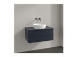 Villeroy und Boch Antao Waschtisch-Unterschrank L19150HG mit Beleuchtung, 2 Auszüge, 800 x 360 x 500 mm, Front mit Struktur, Midnight Blue Matt Lacquer / Midnight Blue Matt Lacquer