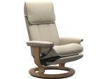 Relaxsessel STRESSLESS "Admiral", beige (cream batick), B:87cm H:101cm T:78cm, Leder BATICK: BATICK ist ein leicht korrigiertes, durchgefärbtes und genarbtes Möbelleder, bei dem die meisten Unebenheiten und Spuren in der Regel entfernt wurden., Sessel, Relaxsessel, verstellbar, optional 2-motorisch, Größe M & L, Gestell Eiche