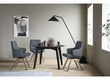 Polsterstuhl STRESSLESS "Laurel", blau (atlantic blau batick, eiche natur), B:58cm H:92cm T:59cm, Leder BATICK: BATICK ist ein leicht korrigiertes, durchgefärbtes und genarbtes Möbelleder, bei dem die meisten Unebenheiten und Spuren in der Regel entfernt wurden., Stühle, Polsterstuhl, Low Back mit Armlehne, Größe L, mit schräggestellten Beinen in Eiche