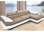Ecksofa COTTA "Solution L-Form, B:286cm,modern mit Relaxarmlehne, Wellenunterfederung", weiß (altweiß, schlamm), B:270cm H:73cm T:167cm, Sofas, Ecksofa, mit Arm- & Kopfteilverstellung, wahlweise mit Schlaffunktion